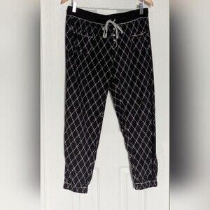 Kensie Women's (Medium) Black/ Gray/Silver Fleece Pajama Bottoms/Pants w/Pockets